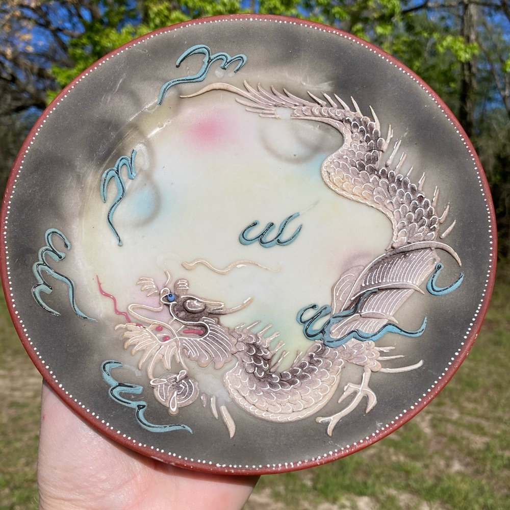 Set of Four Vintage Japanese Moriage Dragonware Plates!